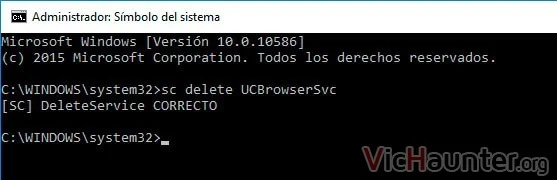 eliminar servicio windows 10