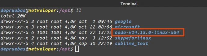 Vistazo directorio nodejs