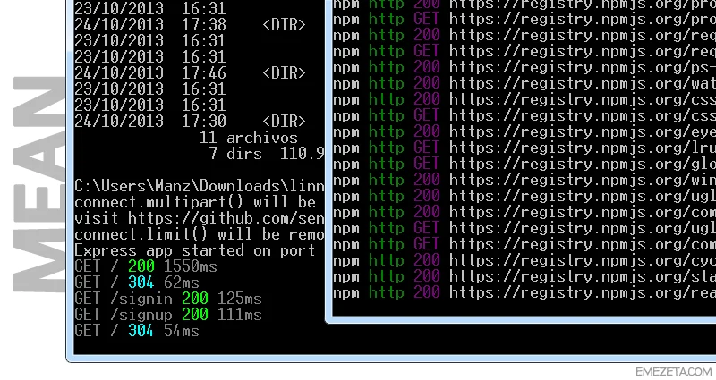 MEAN (MongoDB + Express + AngularJS + NodeJS)