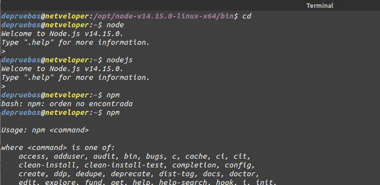 node en ejecución